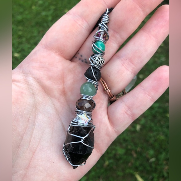 Wire Wrapped Smoky Quartz Point Sorcery Wand / Necklace / Oddity - Picture 4 of 16